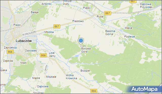 mapa Borowa Góra, Borowa Góra gmina Lubaczów na mapie Targeo